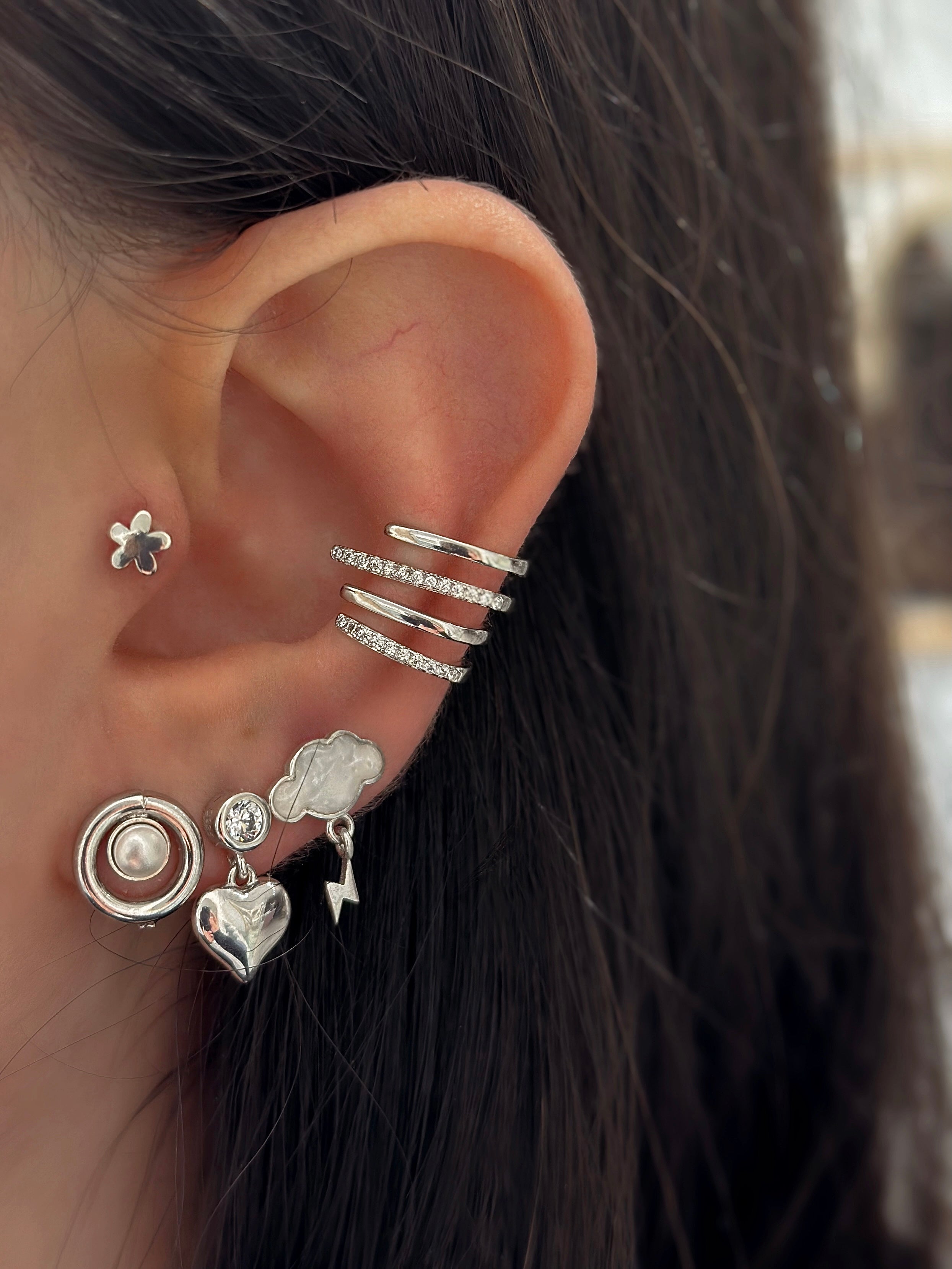 İkisi Taşlı Dört Kol Ataç Ear Cuff