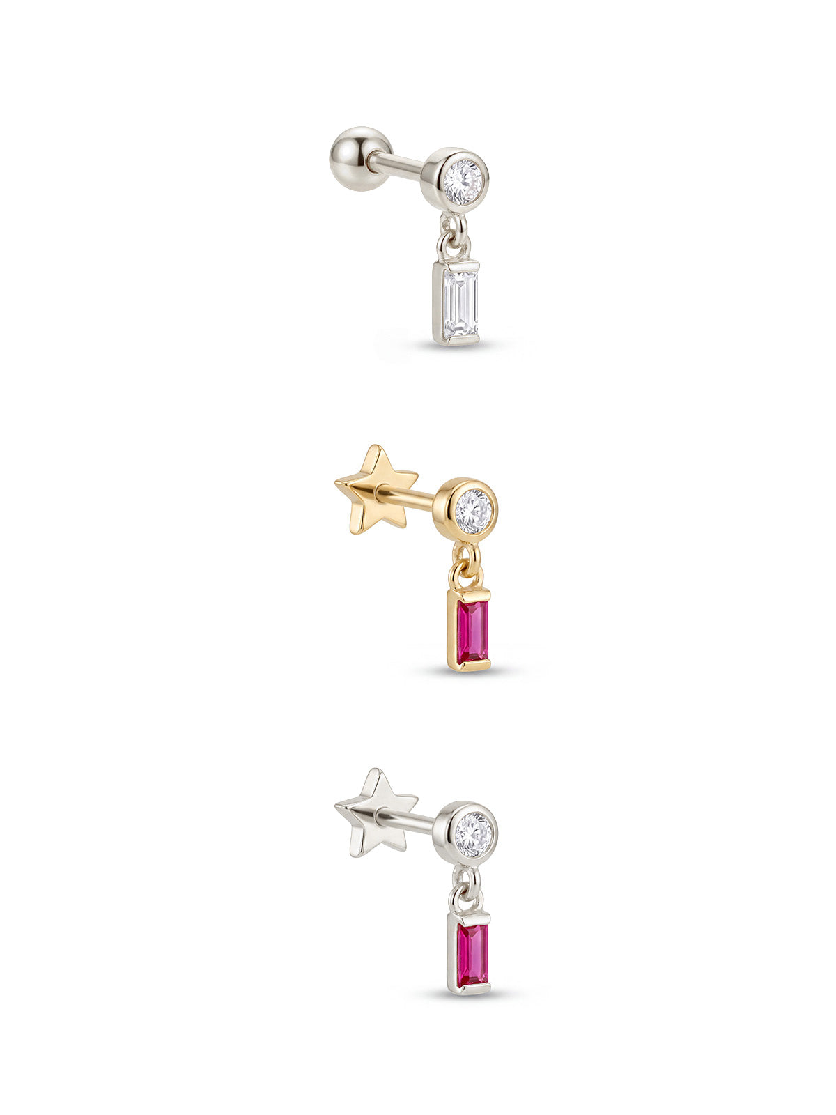 Archive Bezel Baguette Drop Piercing