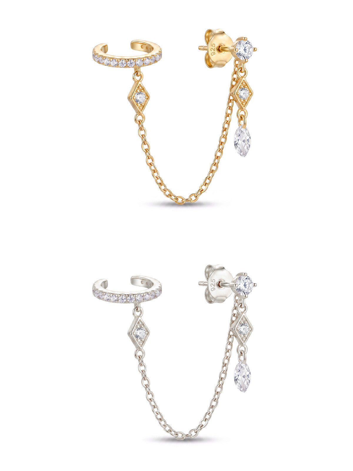 Aura Marquise Link Ear Cuff Tek Küpe