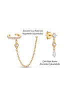 Aura Marquise Link Ear Cuff Tek Küpe
