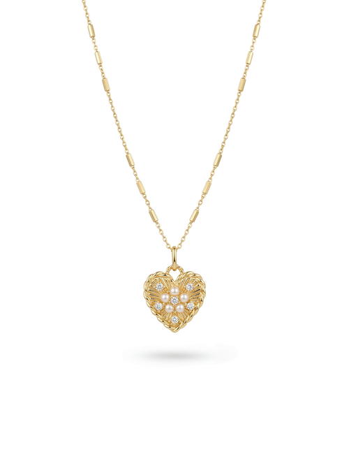 Aura Pearl Heart Kolye
