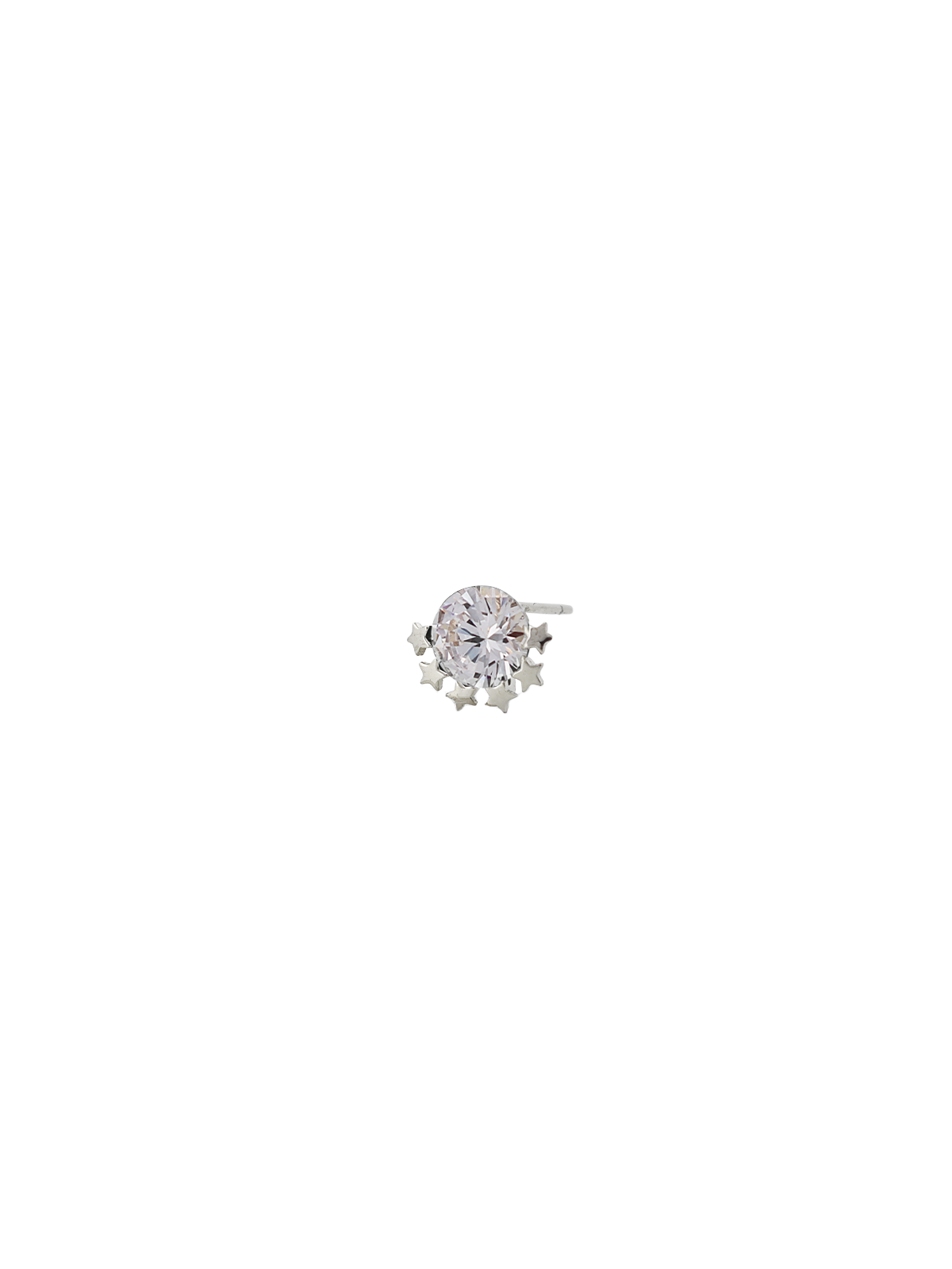 Altı Yıldızlı Tek Taş Tek Küpe