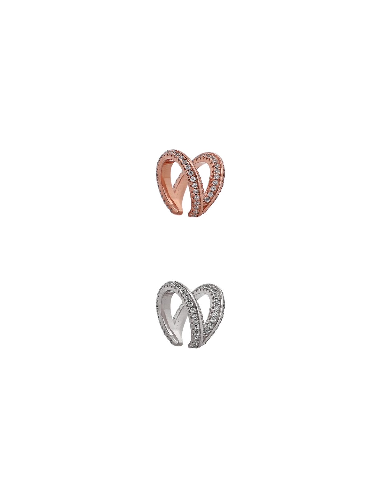 Taşlı Ortası Ayrık İki Sıra Ear Cuff