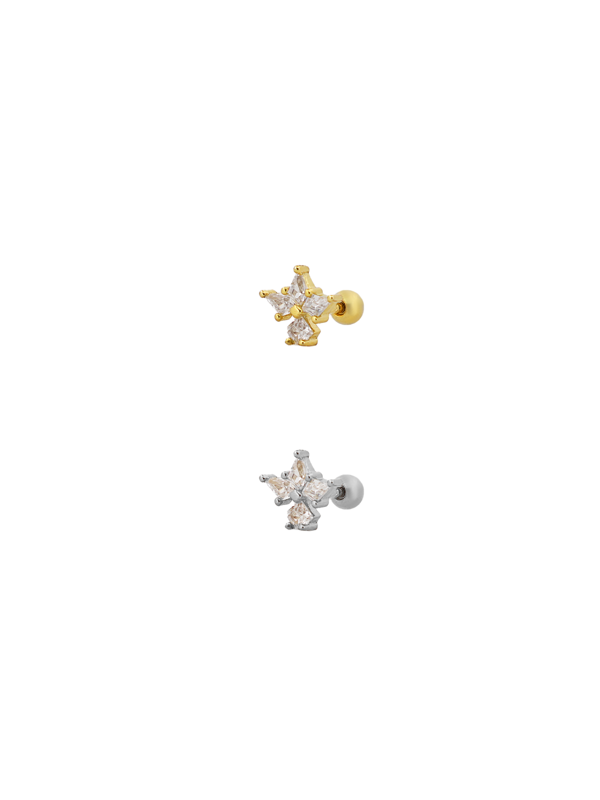 Dörtgen Taşlı Üçlü Kite Taş Piercing