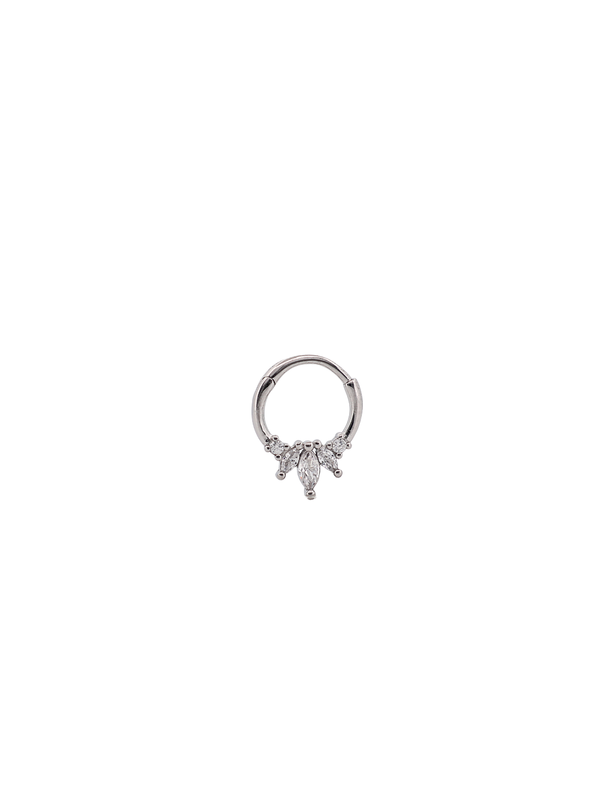 İki Yan Taşlı Üçlü Markiz Taş Daith Halka Piercing