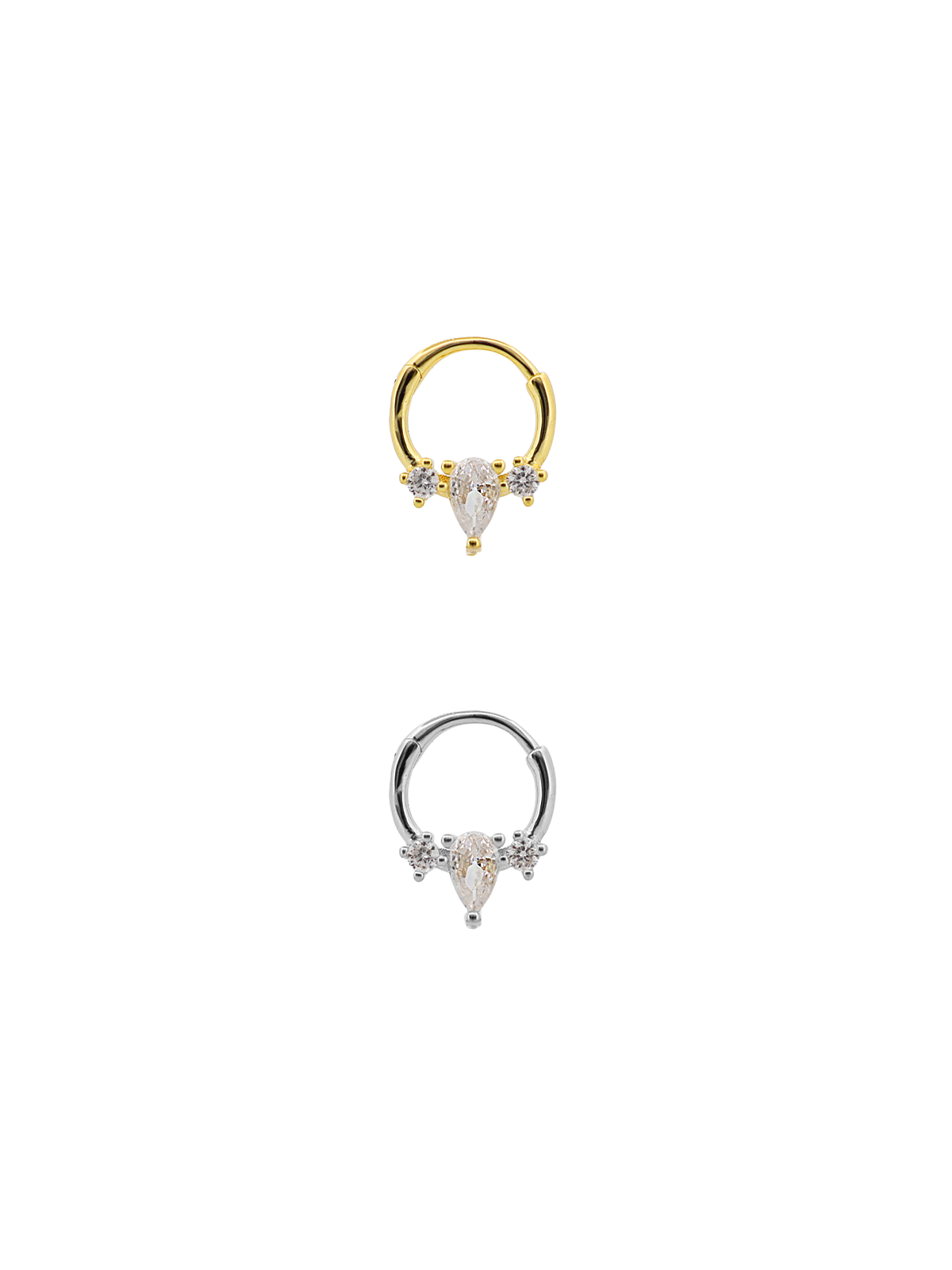 Orta Damla İki Yan Tek Taş Daith Halka Piercing