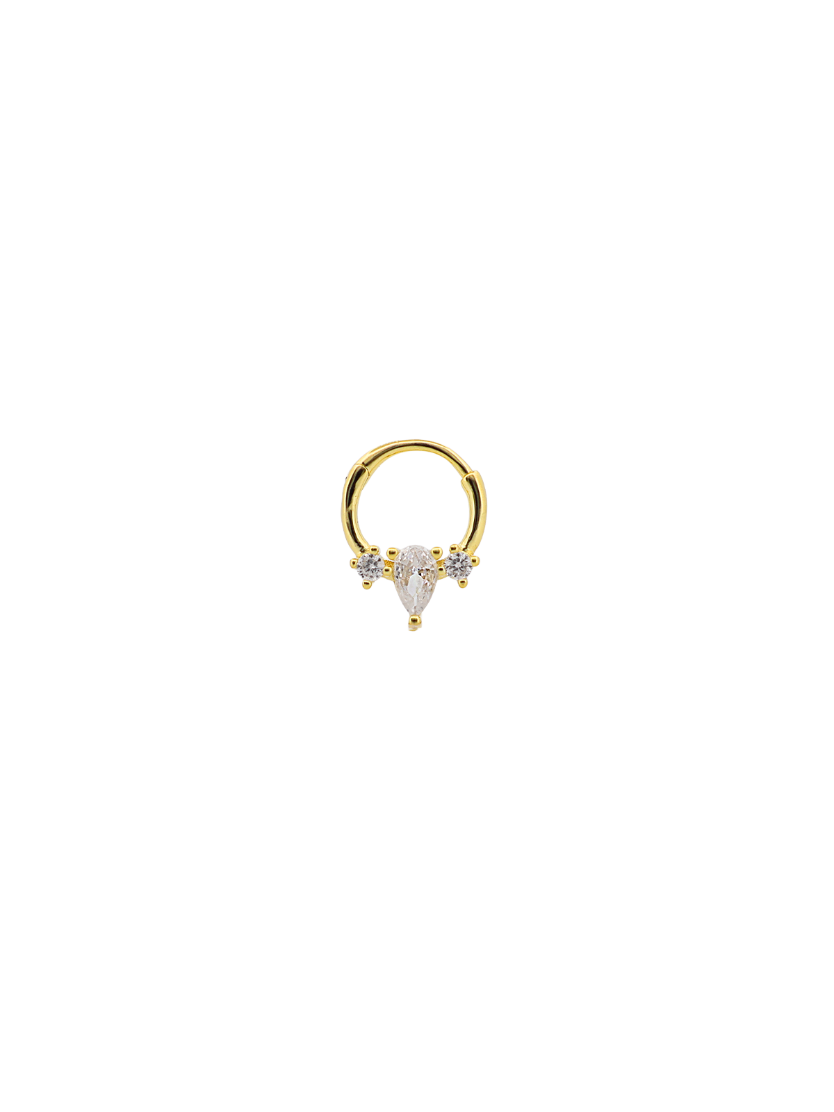 Orta Damla İki Yan Tek Taş Daith Halka Piercing
