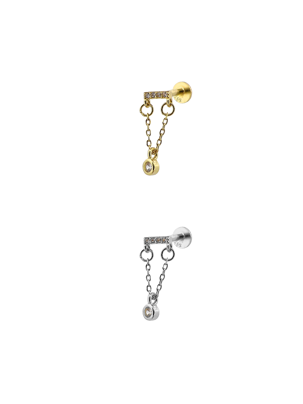 Zincirli Taş Sallantılı Yatay Bar Piercing