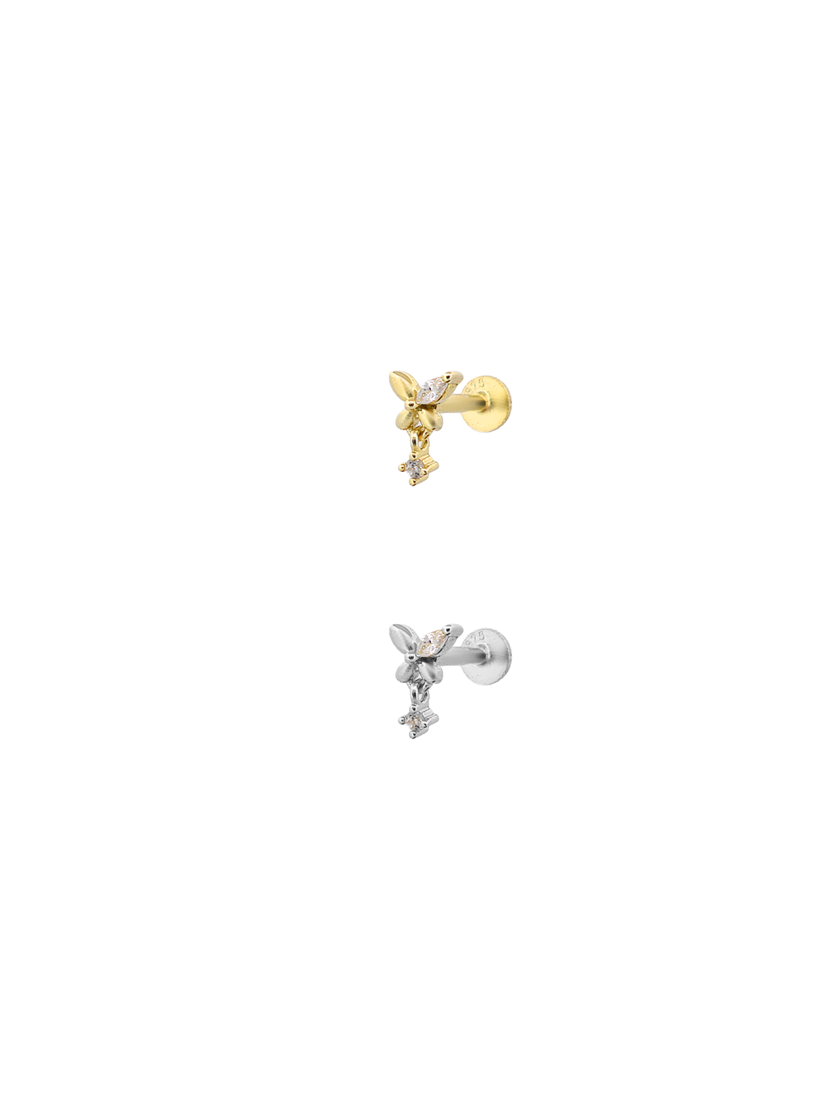 Mini Taş Sallantılı Kelebek Piercing