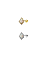 Vintage Oval Opal Taşlı Piercing