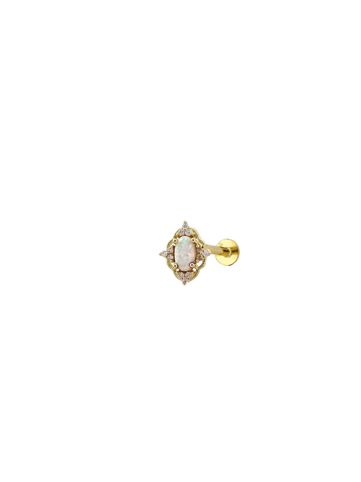 Vintage Oval Opal Taşlı Piercing