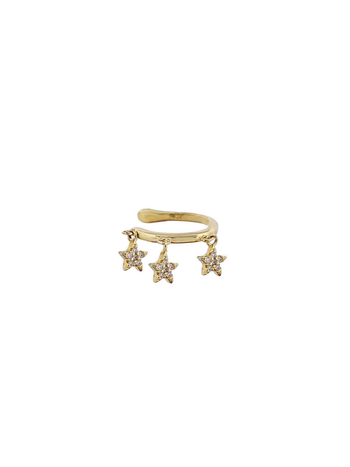 Taşlı Üç Yıldız Sallantılı Ear Cuff
