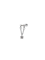 Zincirli Yıldız Sallantı Kalpli Yatay Bar Piercing