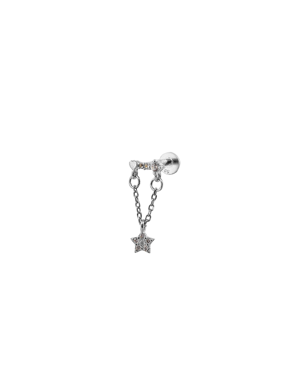 Zincirli Yıldız Sallantı Kalpli Yatay Bar Piercing